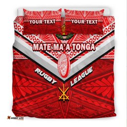 Custom Personalised Tonga Rugby Mate Ma'a Tonga Tapa Pattern Bedding Set