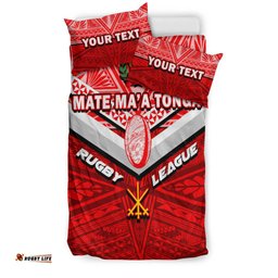 Custom Personalised Tonga Rugby Mate Ma'a Tonga Tapa Pattern Bedding Set