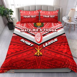 Custom Personalised Tonga Rugby Mate Ma'a Tonga Tapa Pattern Bedding Set