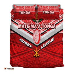 Tonga Rugby Mate Ma'a Tonga Tapa Pattern Bedding Set