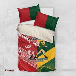 Australia-Tonga Rugby Pacific Custom Bedding Set The Kangaroos and Mate Ma'a Tonga