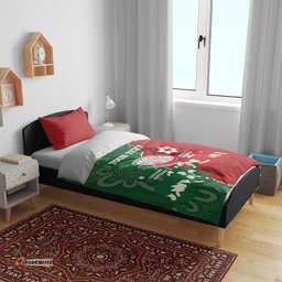 Custom Tonga And Australia Rugby Bedding Set Mate Maa Tongan Ngatu Mix Kangaroos Aboriginal