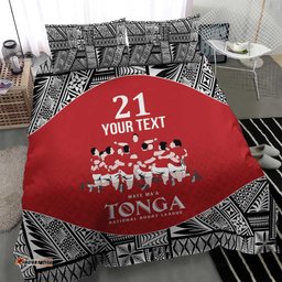 Custom Tonga Rugby Mate Ma'a Bedding Set Tonga XIII Make History Pacific Champions