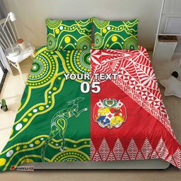 Custom Tonga XIII And Australia Kangaroos Bedding Set Mate Maa Tongan Ngatu With Aboriginal
