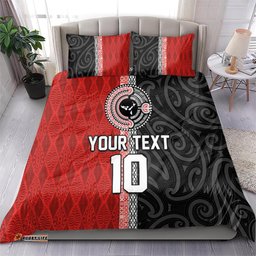 Custom Tonga and New Zealand Rugby Bedding Set Maori Mix Ngatu Pattern