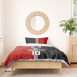 Custom Tonga and New Zealand Rugby Bedding Set Maori Mix Ngatu Pattern