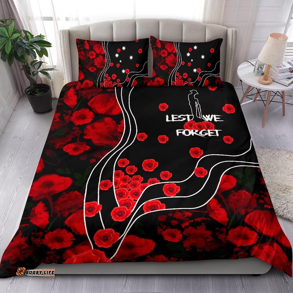 Anzac Lest We Forget Bedding Set - Poppy Flowers