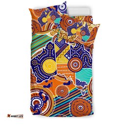 Aboriginal Bedding Set, Australian Map Dot Painting