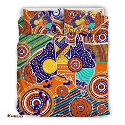 Aboriginal Bedding Set, Australian Map Dot Painting