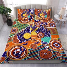 Aboriginal Bedding Set, Australian Map Dot Painting