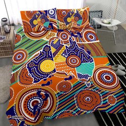 Aboriginal Bedding Set, Australian Map Dot Painting