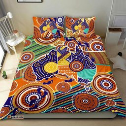 Aboriginal Bedding Set, Australian Map Dot Painting