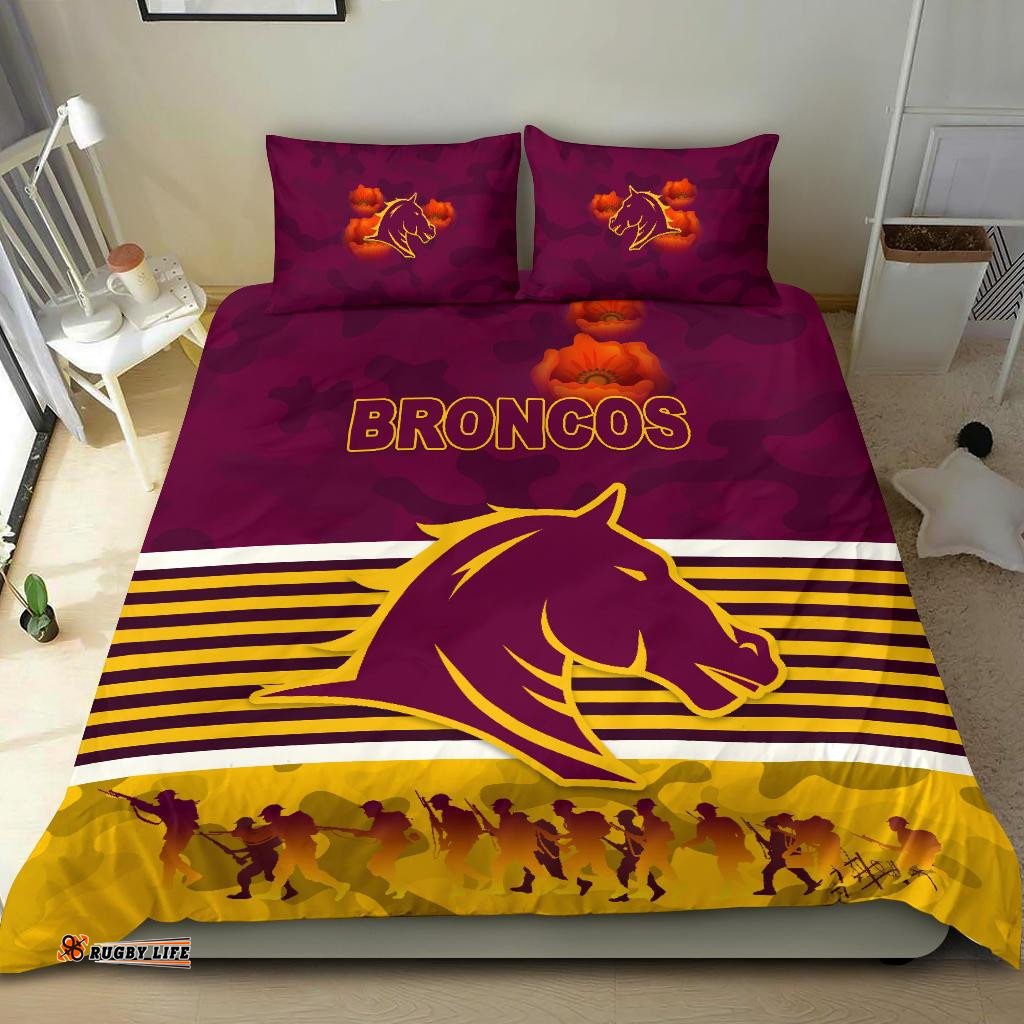 Brisbane Broncos Bedding Set Anzac Day Simple Style - Maroon