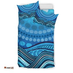 Aboriginal Bedding Set - Blue Circle ABoriginal Art