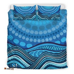 Aboriginal Bedding Set - Blue Circle ABoriginal Art