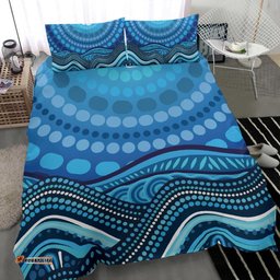 Aboriginal Bedding Set - Blue Circle ABoriginal Art