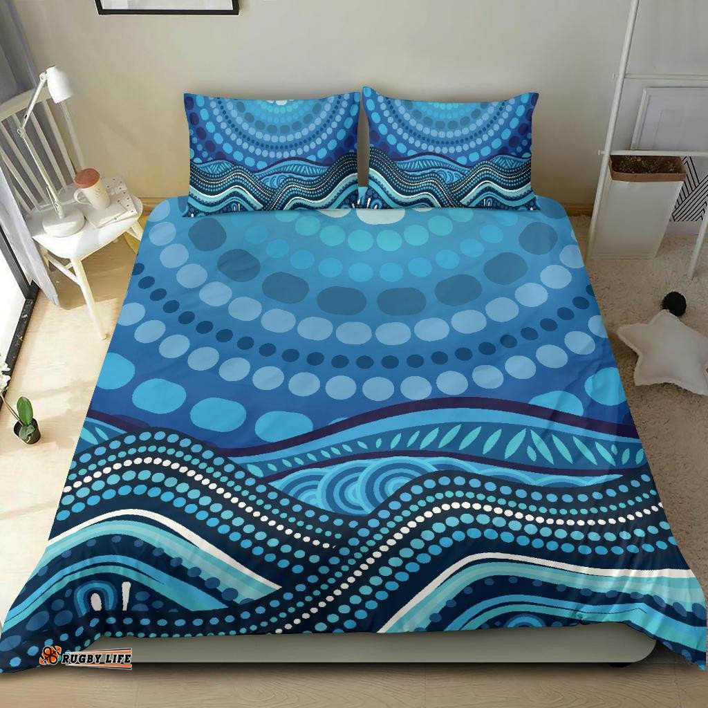 Aboriginal Bedding Set - Blue Circle ABoriginal Art