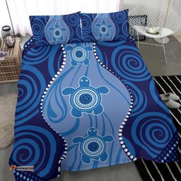 Aboriginal Bedding Set - Aboriginal Dot Art Painting With Turtle
