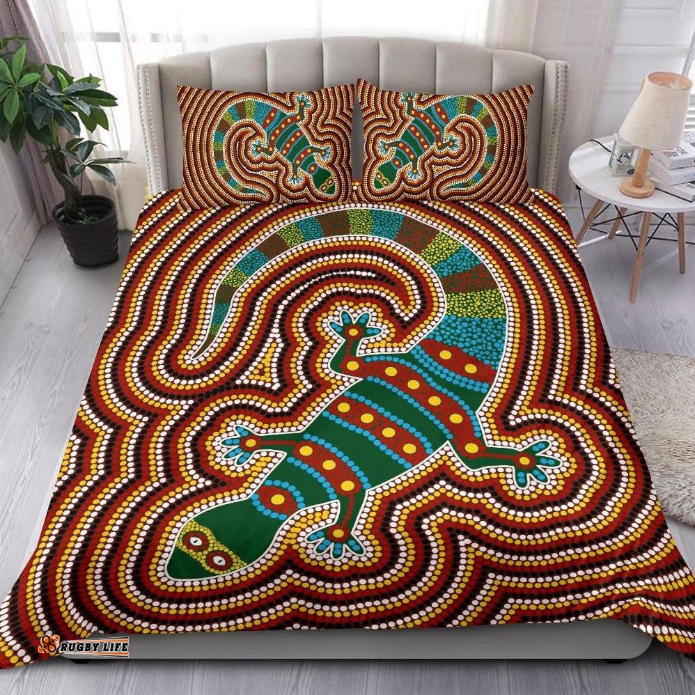 Aboriginal Bedding Set, Lizard Dot Painting Patterns