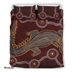 Aboriginal Bedding Set - Indigenous Crocodile Brown Color