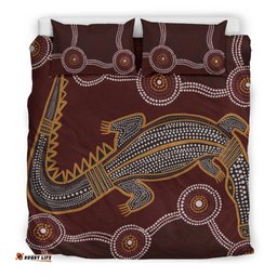 Aboriginal Bedding Set - Indigenous Crocodile Brown Color