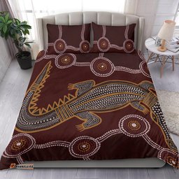 Aboriginal Bedding Set - Indigenous Crocodile Brown Color