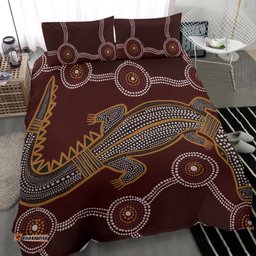 Aboriginal Bedding Set - Indigenous Crocodile Brown Color