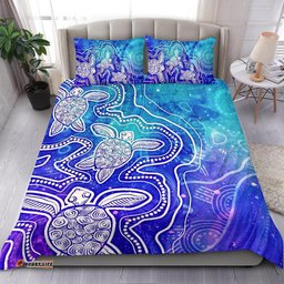 Aboriginal Bedding Set - Sea Turtle With Indigenous Patterns Blue