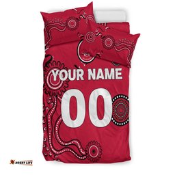 Custom PersonalisedWestern Sydney Wanderers Bedding Set - Indigenous Dot Painting Art -