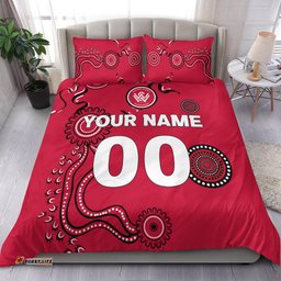 Custom PersonalisedWestern Sydney Wanderers Bedding Set - Indigenous Dot Painting Art -
