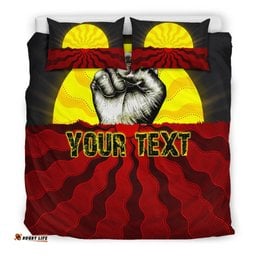 Custom Aboriginal Bedding Set, Black Lives Matter Sun Dot Painting