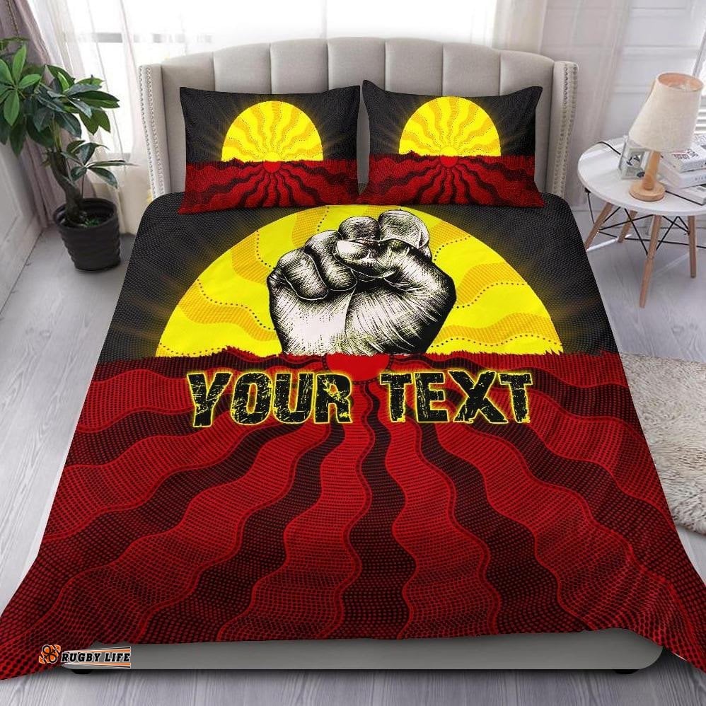 Custom Aboriginal Bedding Set, Black Lives Matter Sun Dot Painting