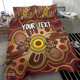 Custom Aboriginal Bedding Sets, Indigenous Lizard Dot Painting Art