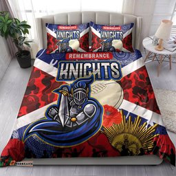 Knights Rugby Anzac Aboriginal Bedding Set - Newcastle Knights with Anzac Day Poppy Flower Bedding Set