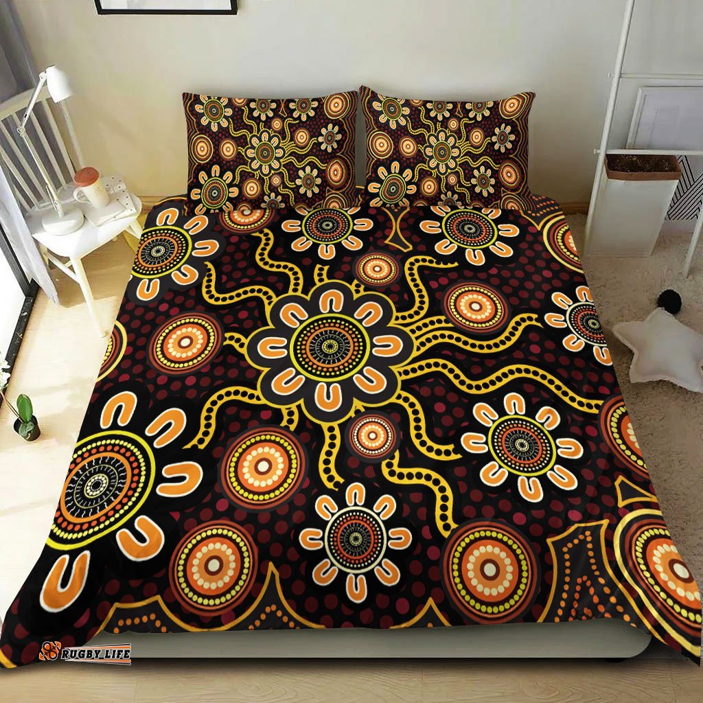 Aboriginal Bedding Set - Aboriginal Flower Dot Painting