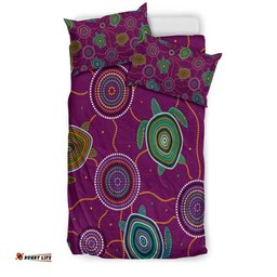Bedding Set - Aboriginal Turtle Purple Australia Dot Patterns