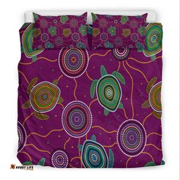 Bedding Set - Aboriginal Turtle Purple Australia Dot Patterns