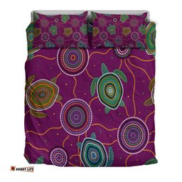 Bedding Set - Aboriginal Turtle Purple Australia Dot Patterns