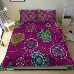 Bedding Set - Aboriginal Turtle Purple Australia Dot Patterns