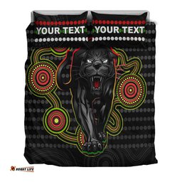 Custom Personalised Panthers Indigenous Bedding Set Version Black Alternate