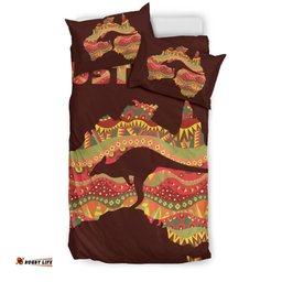 Aboriginal Bedding Sets, Australia Map Patterns Kangaroo