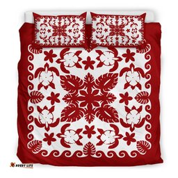 Turtle with Hibiscus Royal Red Bedding Set