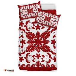 Turtle with Hibiscus Royal Red Bedding Set