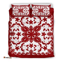 Turtle with Hibiscus Royal Red Bedding Set
