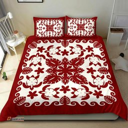Turtle with Hibiscus Royal Red Bedding Set