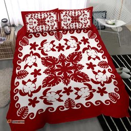 Turtle with Hibiscus Royal Red Bedding Set