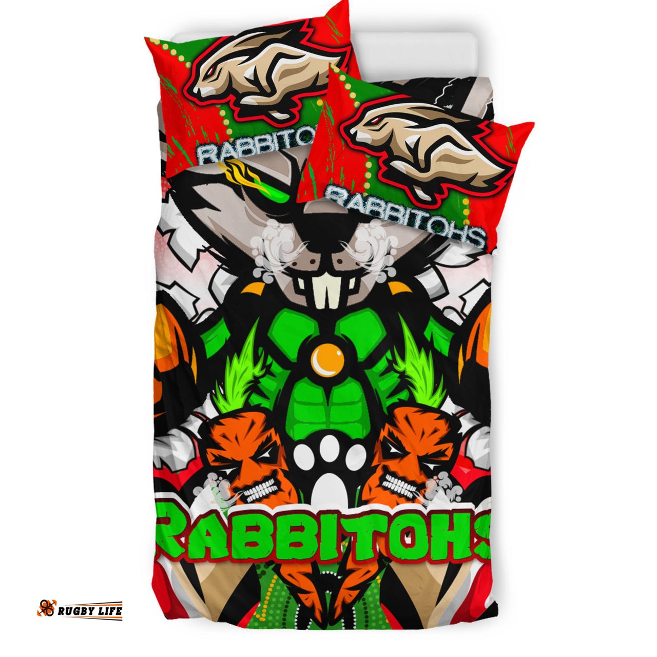 Rabbitohs Aboriginal Rugby Bedding Set - Rabbitohs Stand Above the Rest Scratch Style RLT13