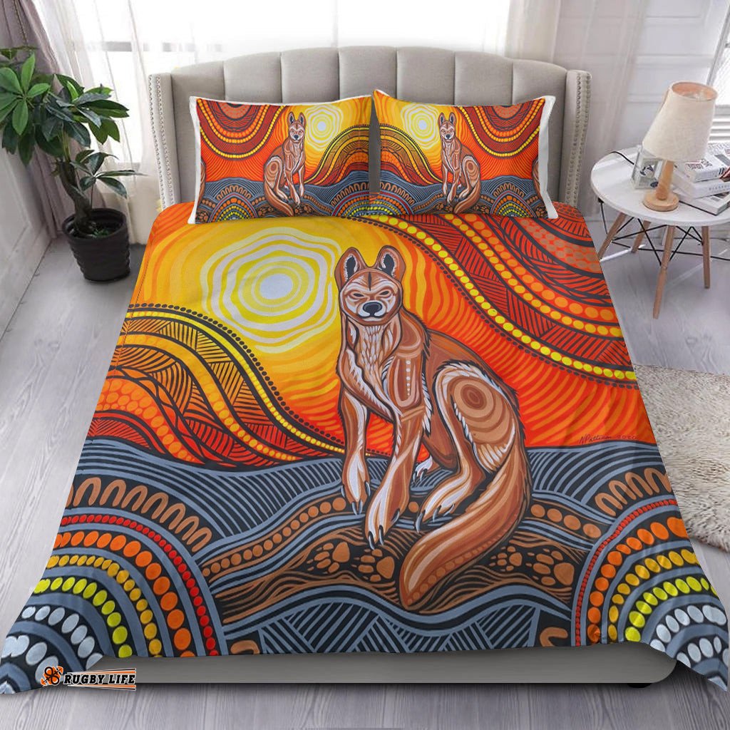 Australia Indigenous Bedding Set Aussie Life - Wolf 10