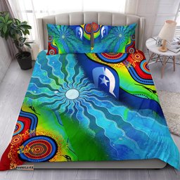 Bedding Set - Torres Strait Islanders Flag with Aboriginal Patterns Bedding Set