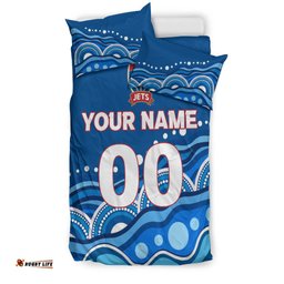 Custom Personalised Newcastle Jets Bedding Set - Indigenous Dot Painting Art -
